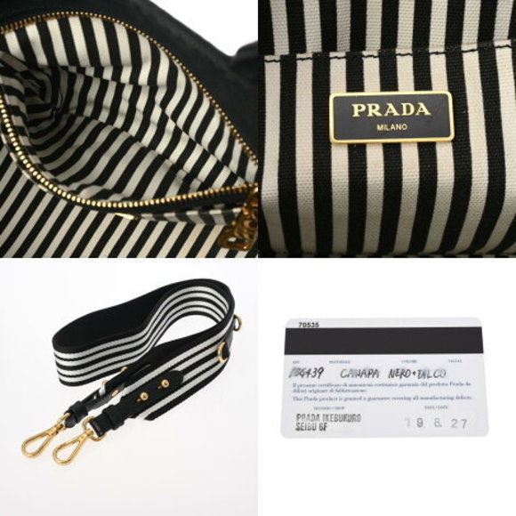 PRADA Canapa Mini Black Tote Bag - Picture 12 of 12